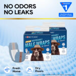 Honeycare Disposable Male Wraps for Senior Dogs, S Size, 40 Count, Super Absorbent, Breathable, Wetness Indicator, Super Deodorization, Cute Suit Suspenders Design - Image 2