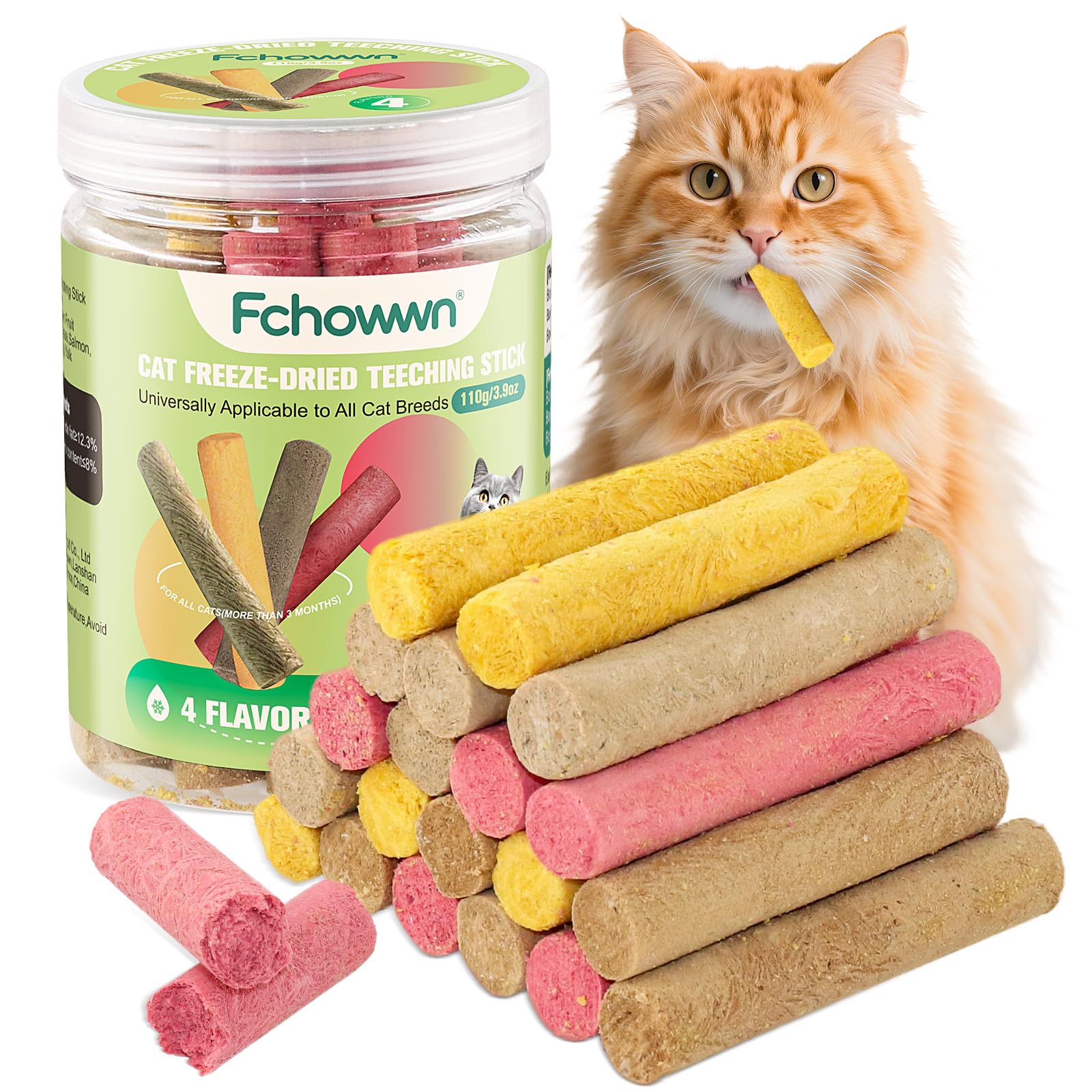 image_1 4 Flavors/110g Freeze-Dried Cat Treats,Natural Crunchy Cat Treats - Image 1
