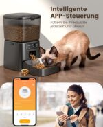 oneisall Automatic Cat Feeder, 3.5L Smart Timed Pet Feeder Dry Food Dispenser with Desiccant Bag for Cats/Dogs, App Control,1-12 Meals a Day,10s Meal Call,Dual Power,Stainless Steel Bowl(Black) - Image 2