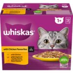 WHISKAS 1+ Years Wet Cat Food with Chicken Favourites in Jelly 85g Pouch, 60 Pack - Image 2